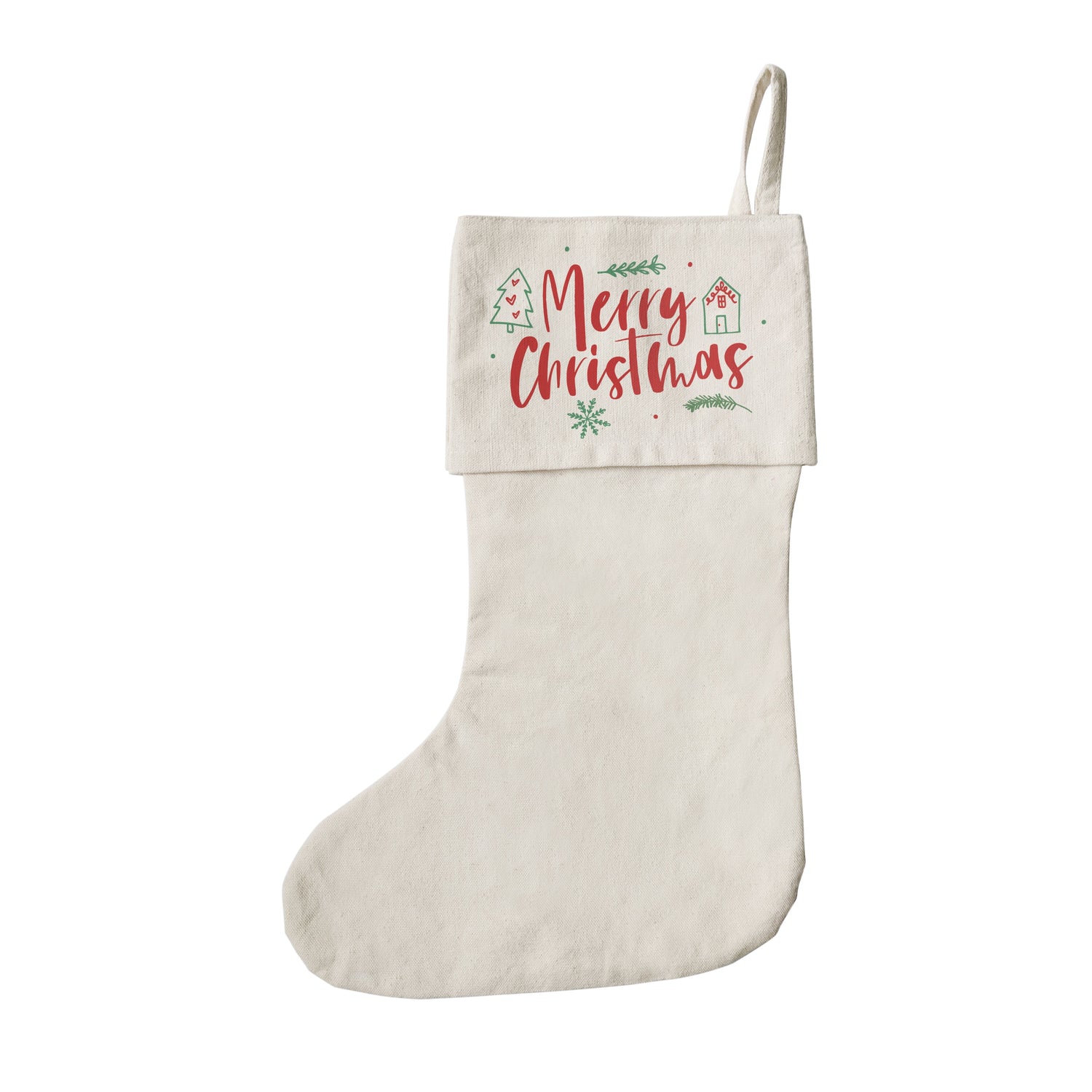 Modern Merry Christmas Cotton Canvas Stocking from The Cotton & Canvas Co.
