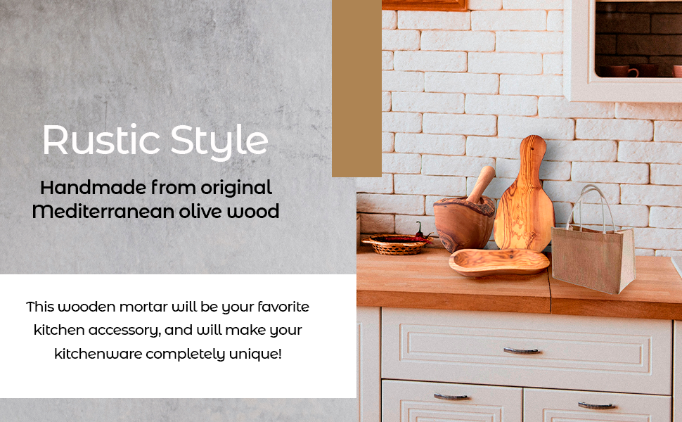 Olive Wood Rustic Mortar and Pestle from Choixe