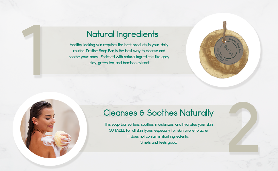 Pristine Soap Bar. Green Clay, Bamboo, and Green Tea. from BeNat