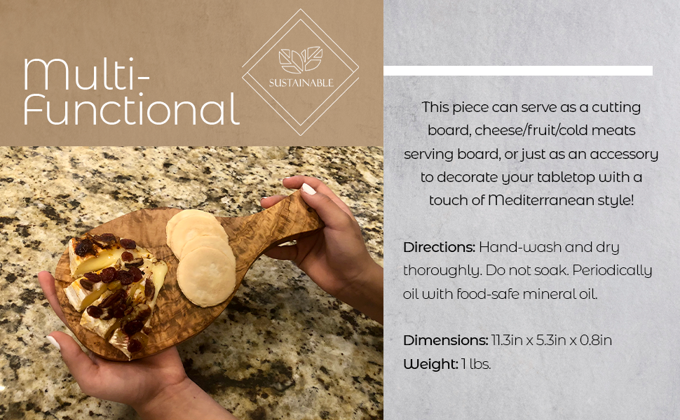 Original Olive Wood Cutting Board with Handle from Choixe