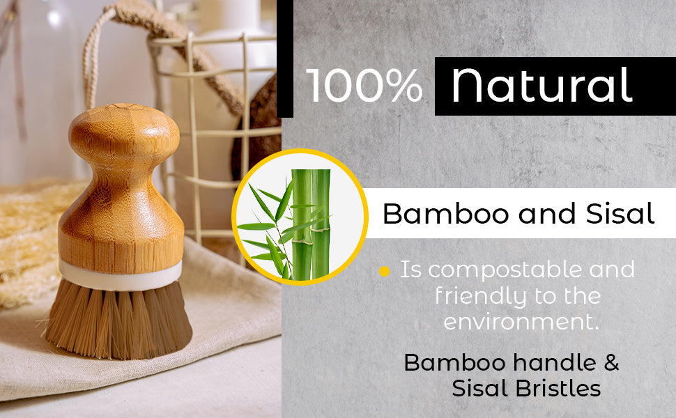 Bamboo Sisal Fiber Dish Brush from Choixe