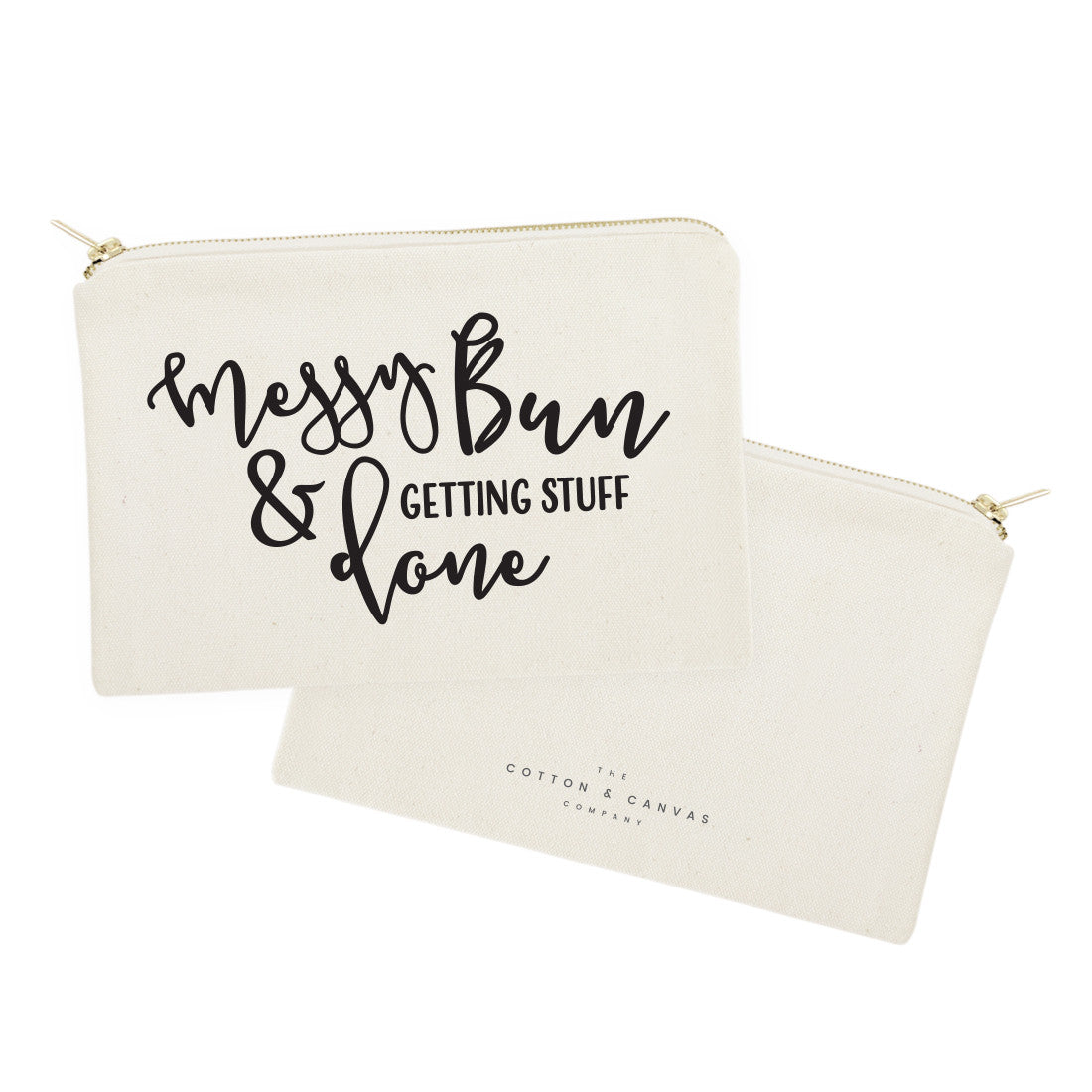 Messy Bun and Getting Stuff Done Cotton Canvas Cosmetic Bag from The Cotton & Canvas Co.