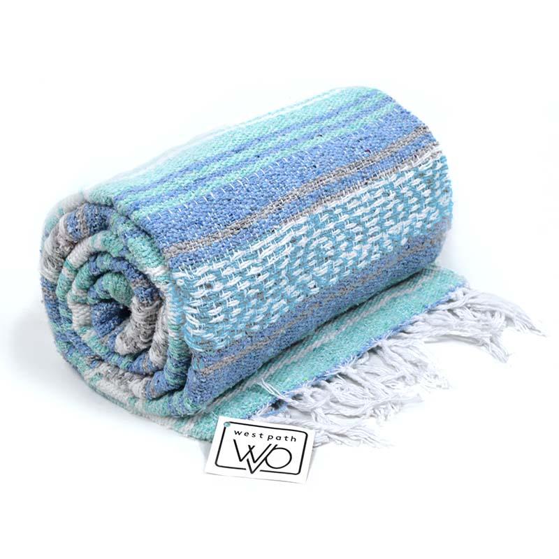Mint Blue Ocean Mexican Falsa Yoga Blanket from West Path