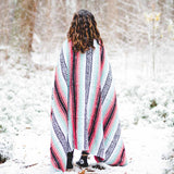 Seafoam Green & Coral Mexican Falsa Blanket From West Path