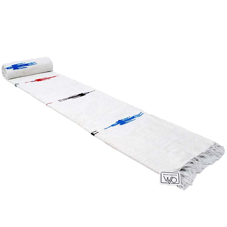 Namaste White Baja Thunderbird Yoga Blanket from West Path