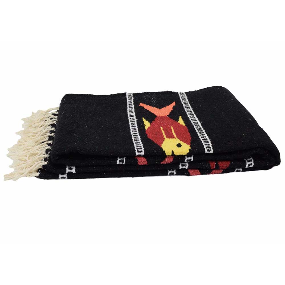 Black Baja Fish Yoga Blanket From West Path