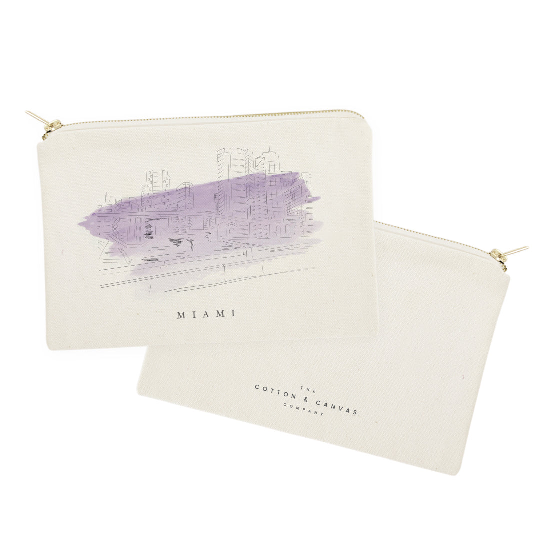 Miami Cityscape Cotton Canvas Cosmetic Bag from The Cotton & Canvas Co.