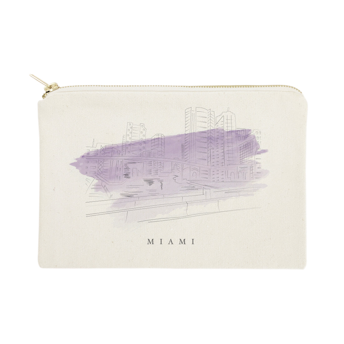 Miami Cityscape Cotton Canvas Cosmetic Bag from The Cotton & Canvas Co.