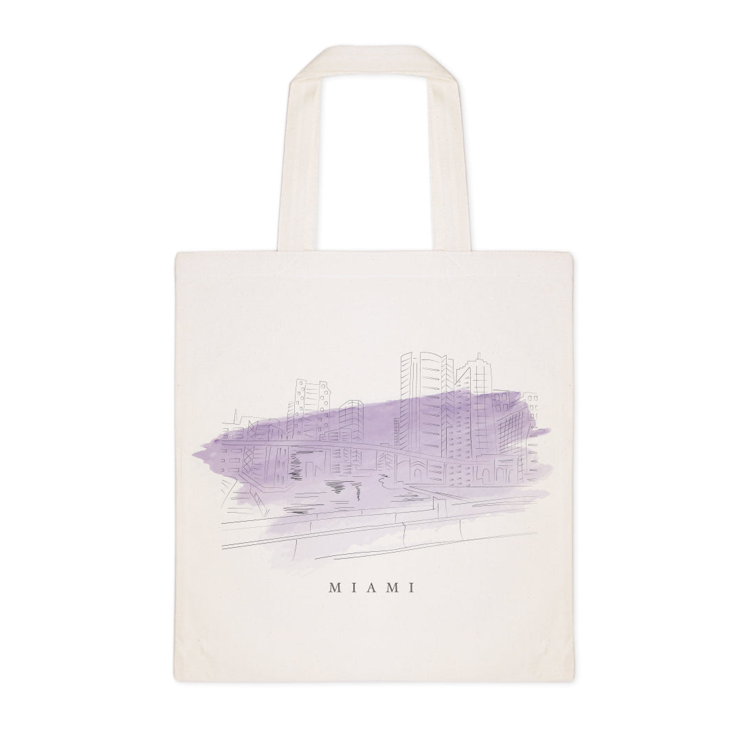 Miami Cityscape Cotton Canvas Tote Bag from The Cotton & Canvas Co.