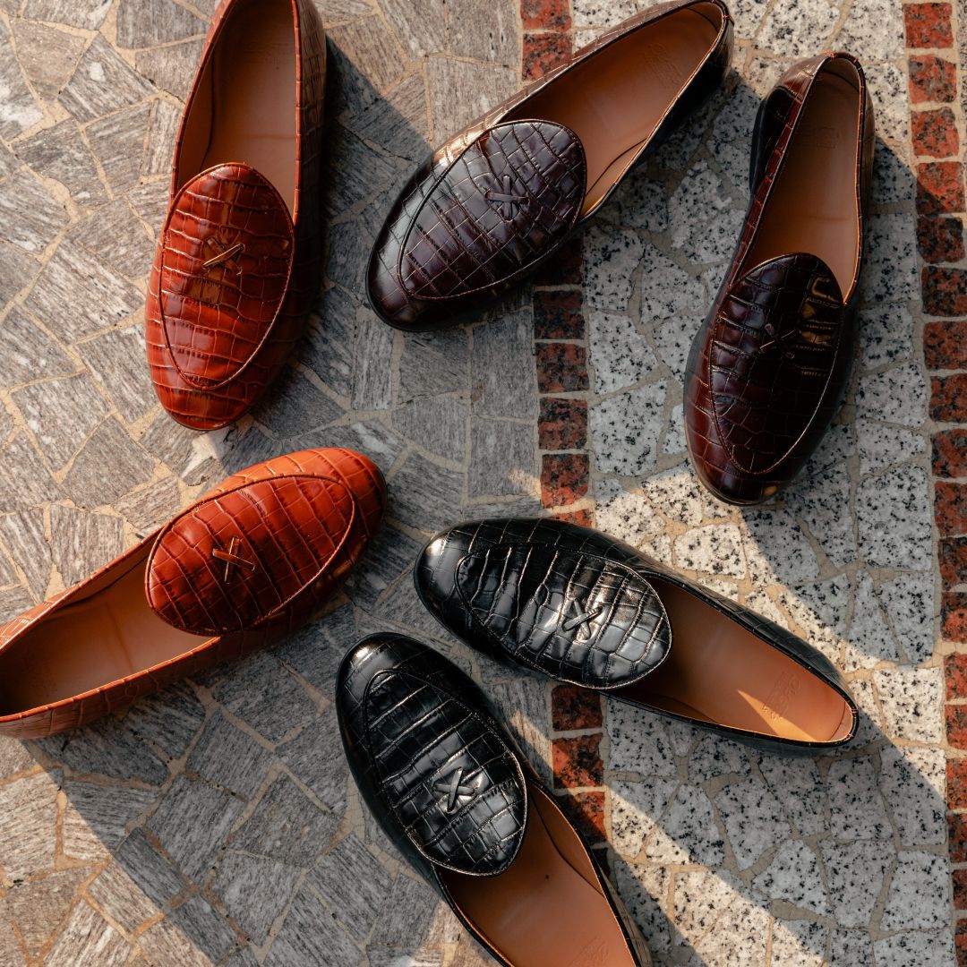 Men's Cognac Full Croc Milano Loafer From Del Toro Shoes