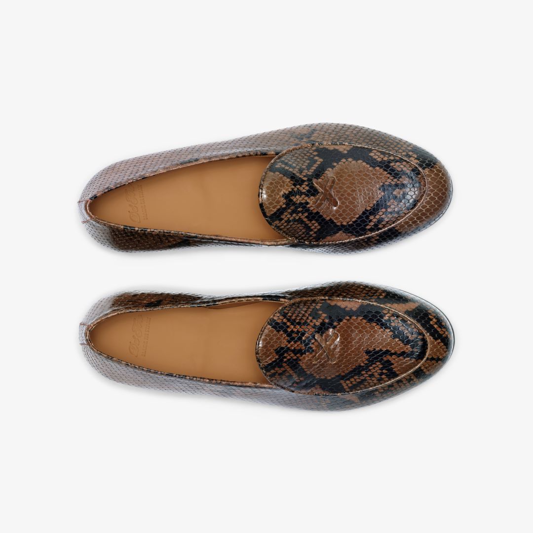 Women's Brown Snakeskin Milano Loafer From Del Toro Shoes