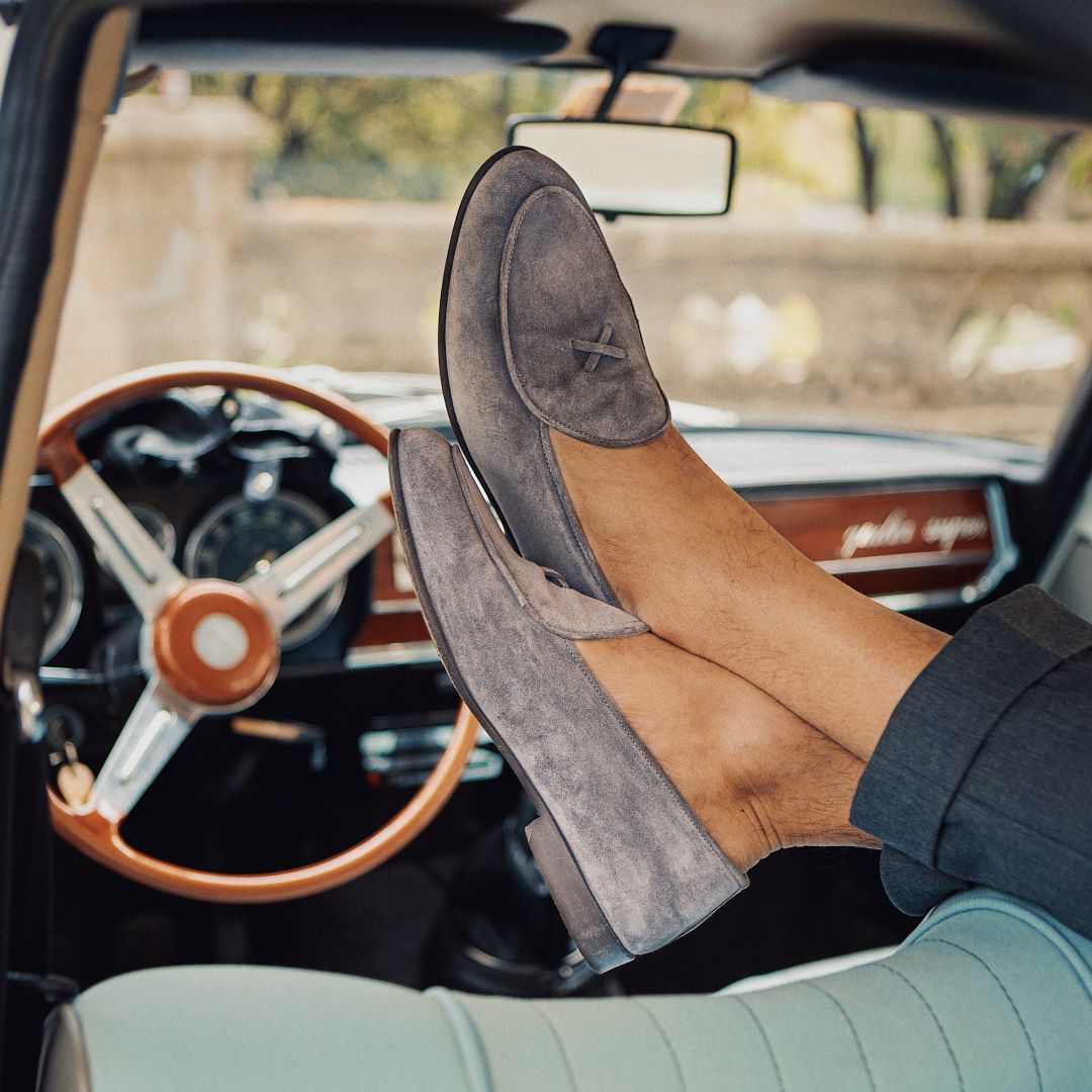 Men's Grigio Suede Milano Loafer From Del Toro Shoes