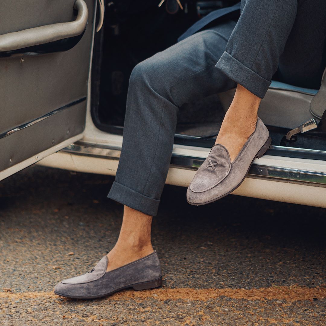 Men's Grigio Suede Milano Loafer From Del Toro Shoes