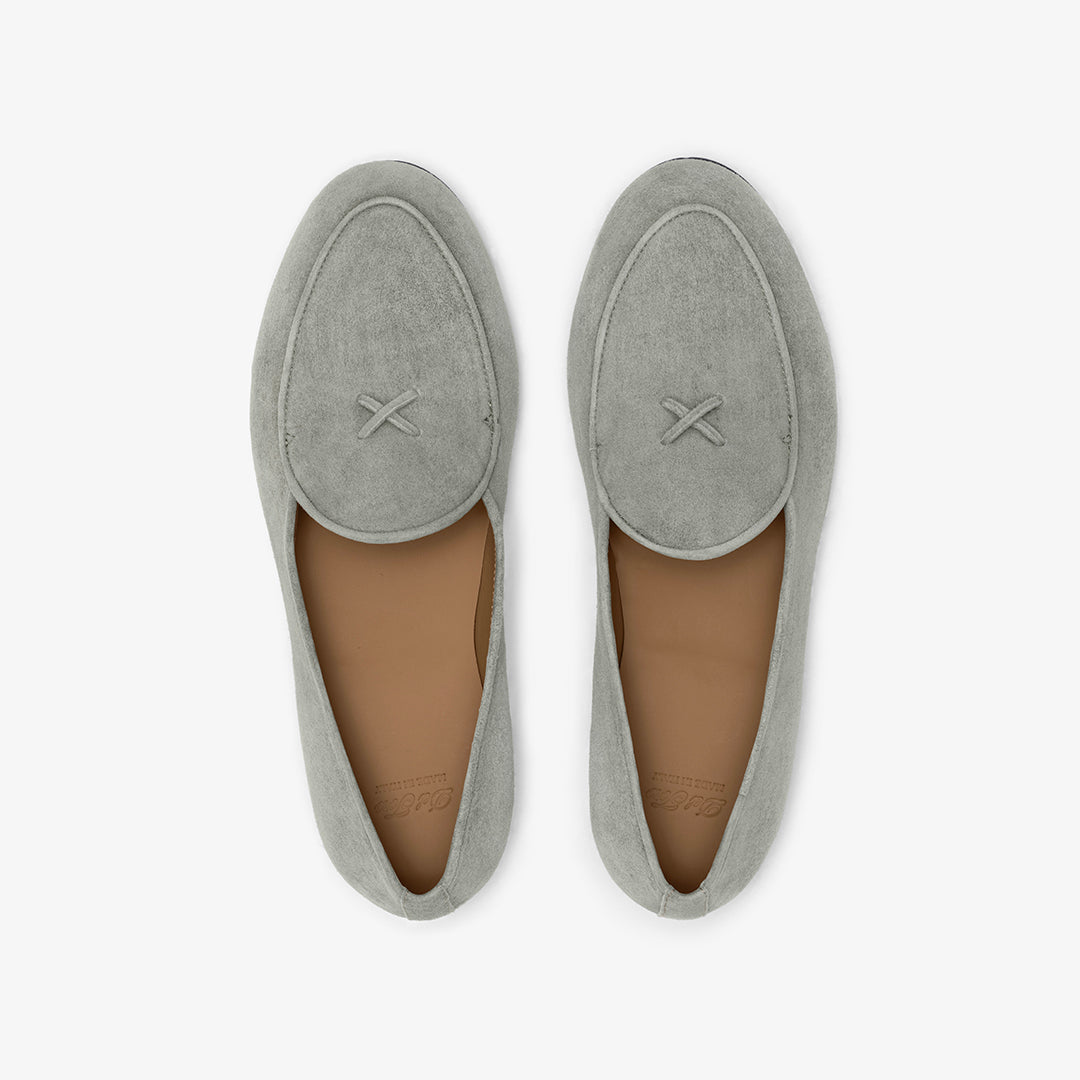 Women's Olive Grey Suede Milano Loafer From Del Toro Shoes