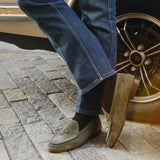 Men's Olive Grey Suede Milano Loafer From Del Toro Shoes
