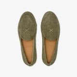 Men's Olive Textured Suede Milano Loafer From Del Toro Shoes