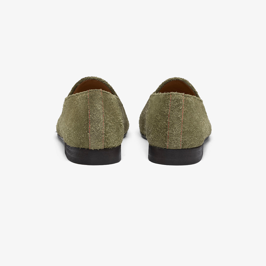 Men's Olive Textured Suede Milano Loafer From Del Toro Shoes