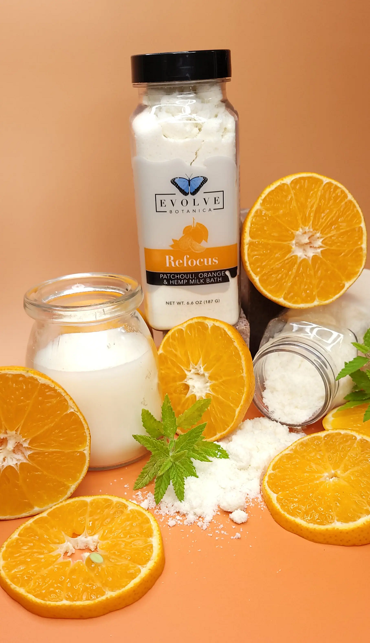 Milk Bath - Refocus (Patchouli, Orange, & Hempseed Oil) from Evolve Botanica
