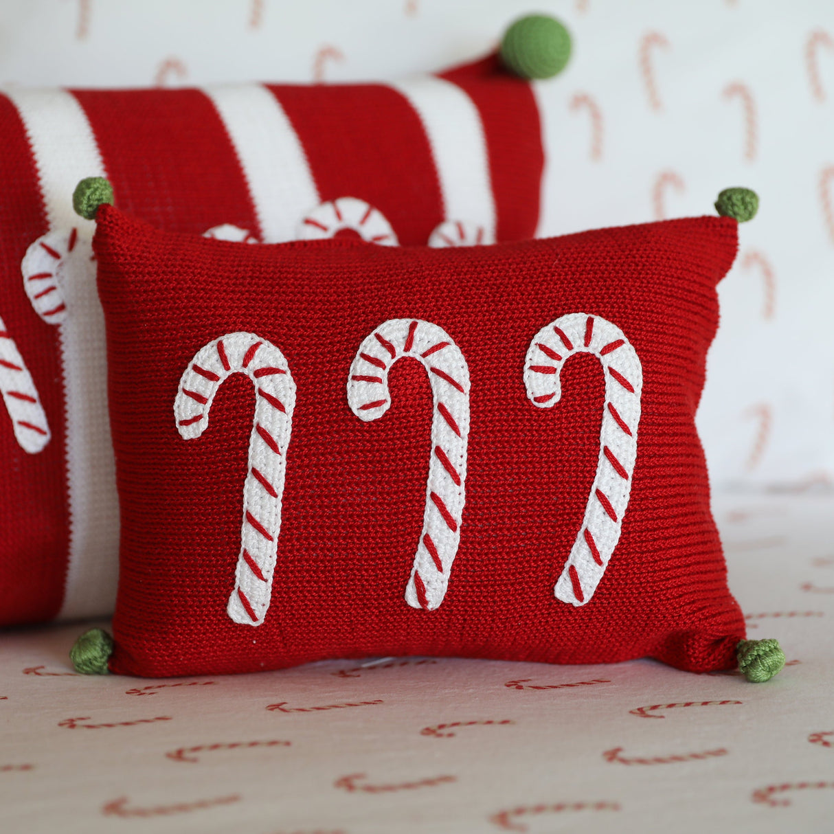 Candy Cane Mini Pillow, Red from Melange Collection