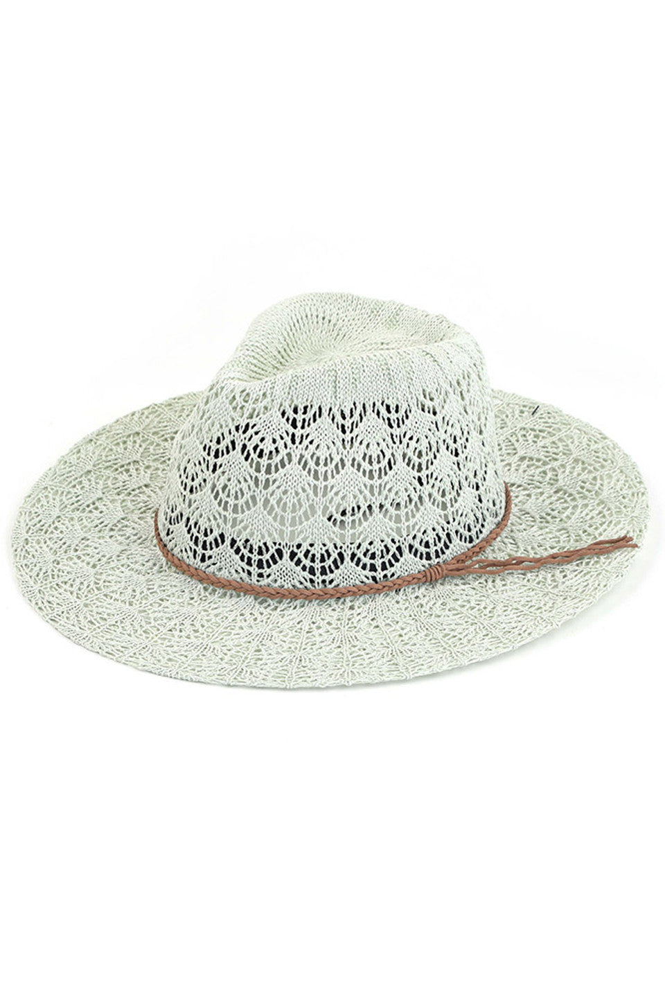 C.C HORSESHOE LACE KNITTING PANAMA HAT from Madeline Love