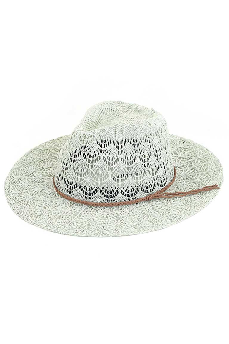 C.C Horseshoe Lace Knitting Trim Band Panama Hat from Madeline Love