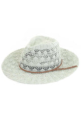 C.C Horseshoe Lace Knitting Trim Band Panama Hat from Madeline Love