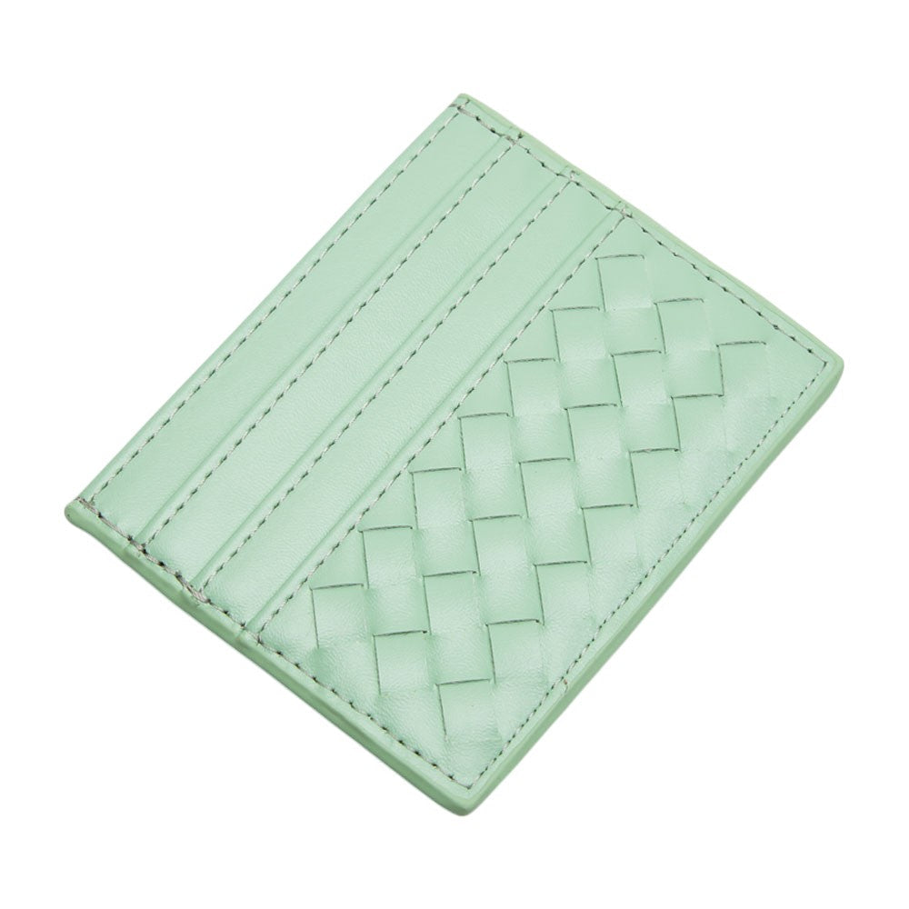 Faux Leather Basket Weave Card Holder Wallet  from Madeline Love