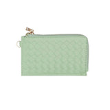 Faux Leather Basket Weave Flat Card Holder Wallet with Wristlet  from Madeline Love