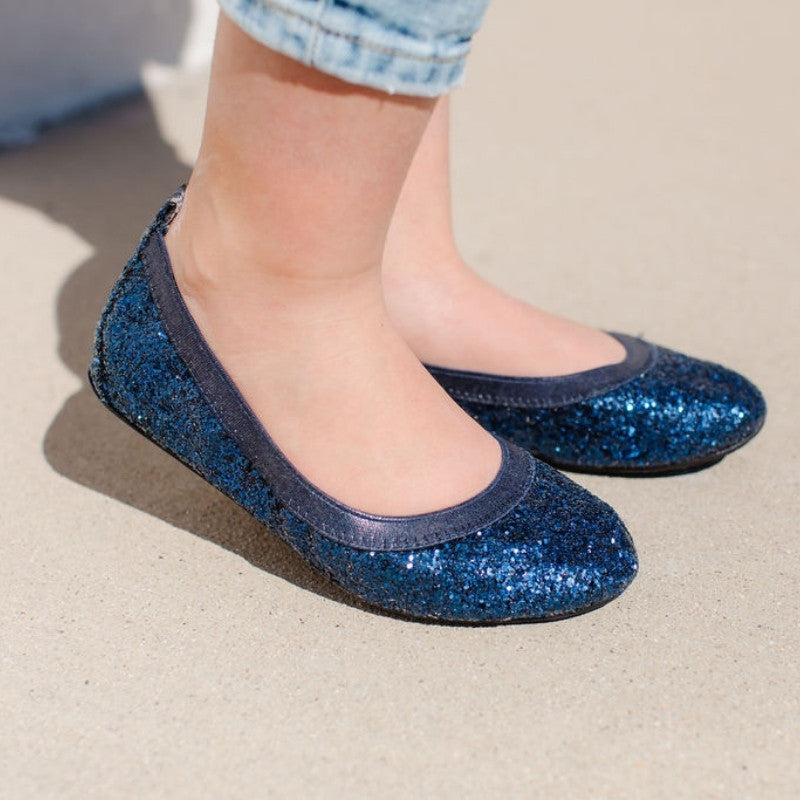Miss Samara Ballet Flat in Navy Glitter - Kids from Yosi Samra