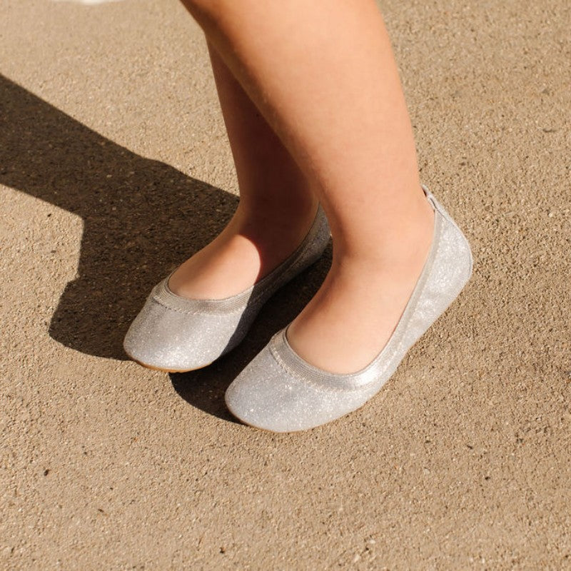 Miss Samara Ballet Flat in Silver Glitter - Kids from Yosi Samra