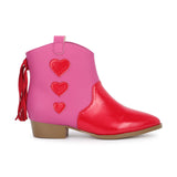Miss Dallas Western Boot in Pink & Red Hearts - Kids from Yosi Samra