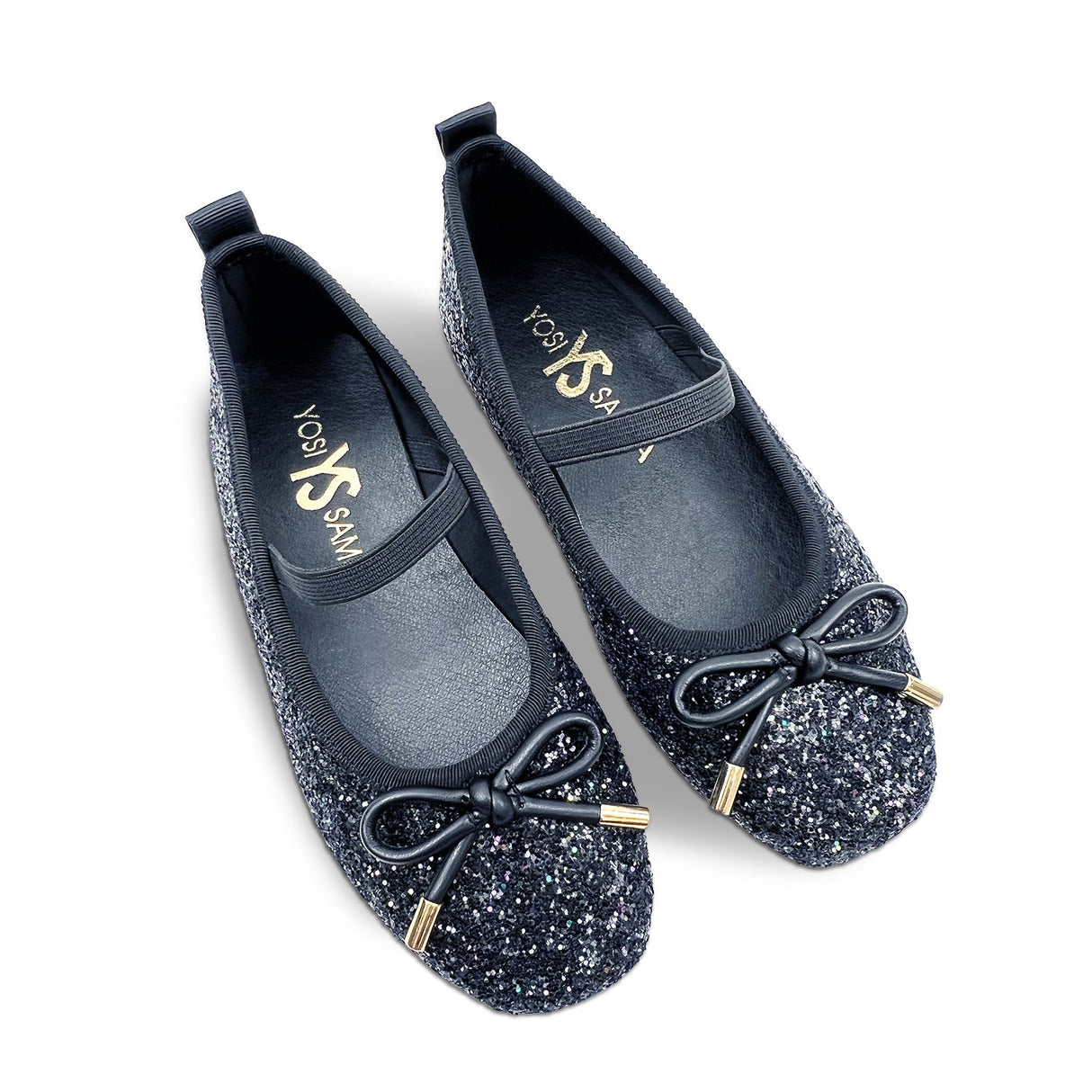 Miss Emma Flat in Black Glitter - Kids from Yosi Samra