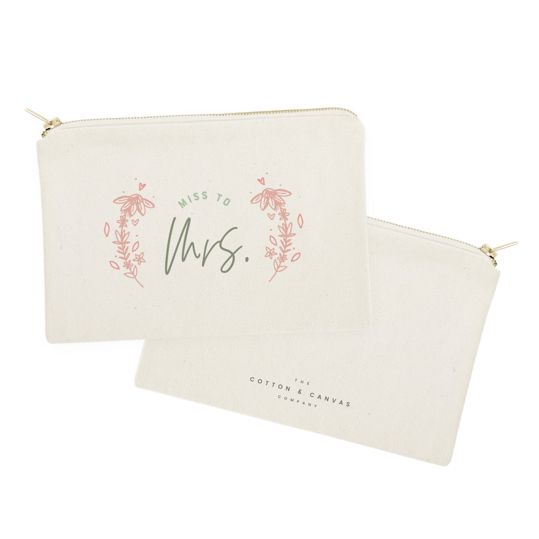 Floral Miss to Mrs. Cotton Canvas Cosmetic Bag from The Cotton & Canvas Co.