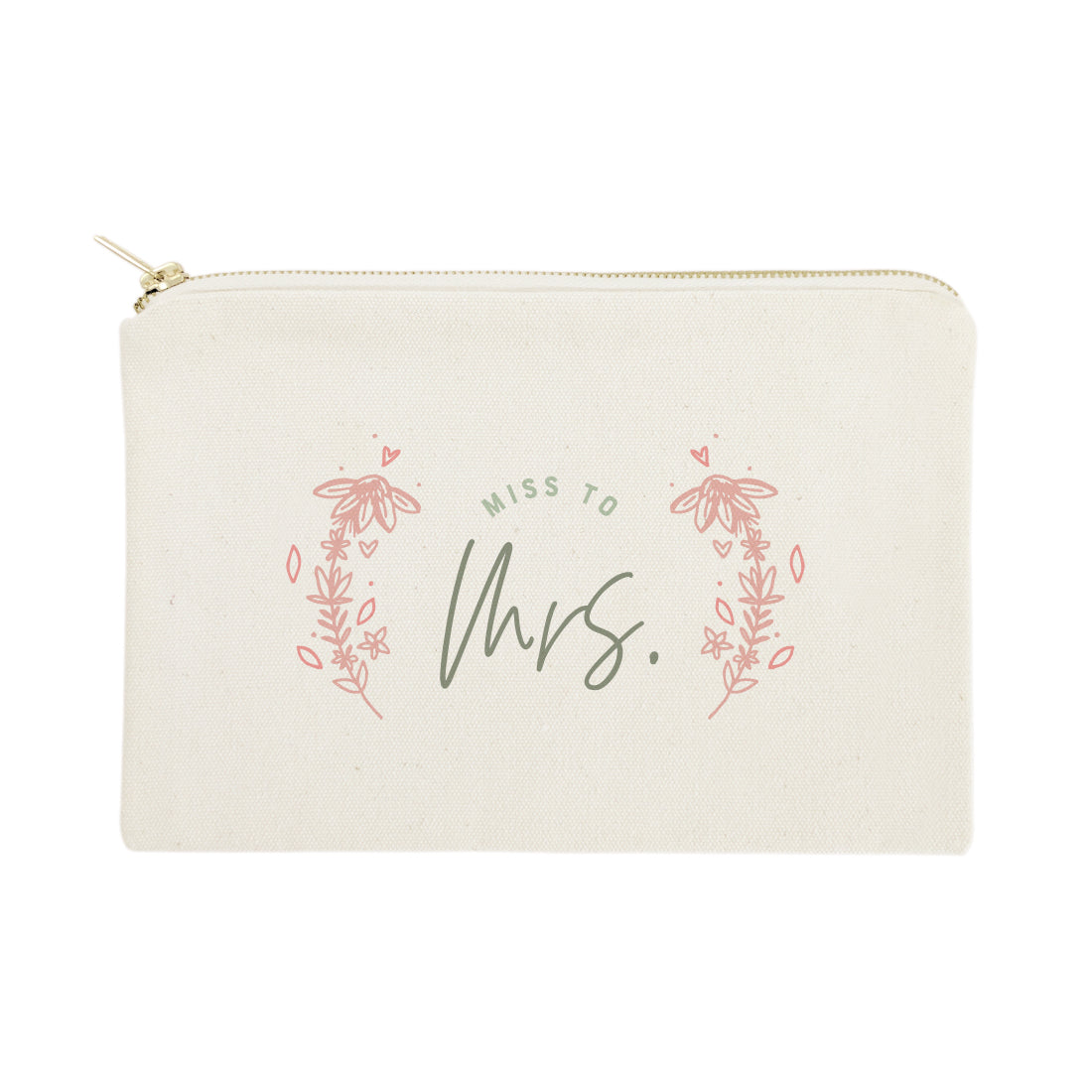 Floral Miss to Mrs. Cotton Canvas Cosmetic Bag from The Cotton & Canvas Co.