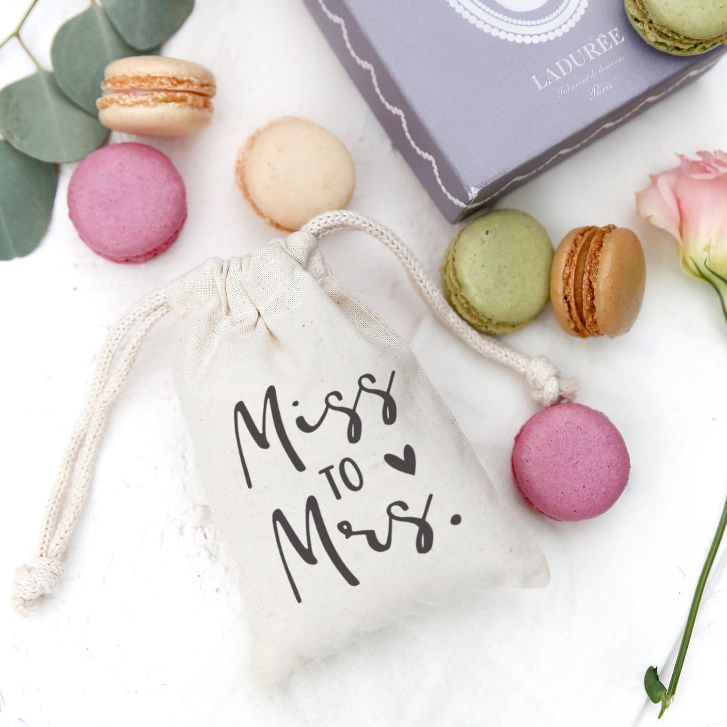 Miss to Mrs. Cotton Canvas Wedding Favor Bags, 6-Pack from The Cotton & Canvas Co.
