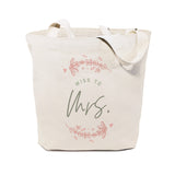 Floral Miss to Mrs. Wedding Cotton Canvas Tote Bag from The Cotton & Canvas Co.