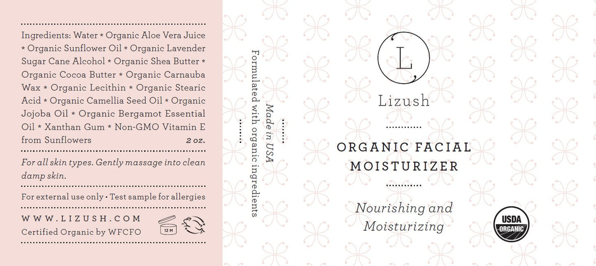 ORGANIC FACIAL MOISTURIZER Nourishing and Moisturizing from Lizush
