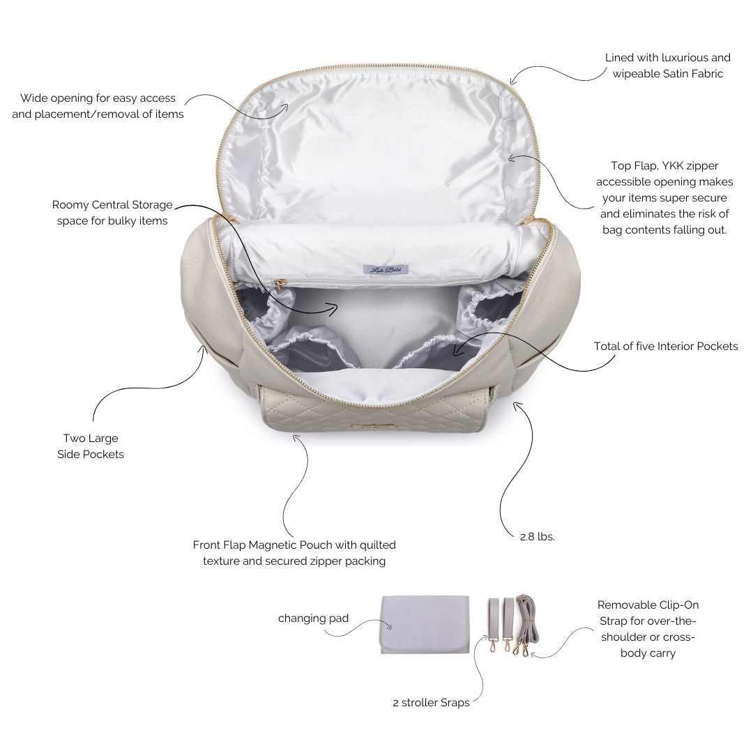 Monaco Diaper Bag | Pearl White From Luli Bebé