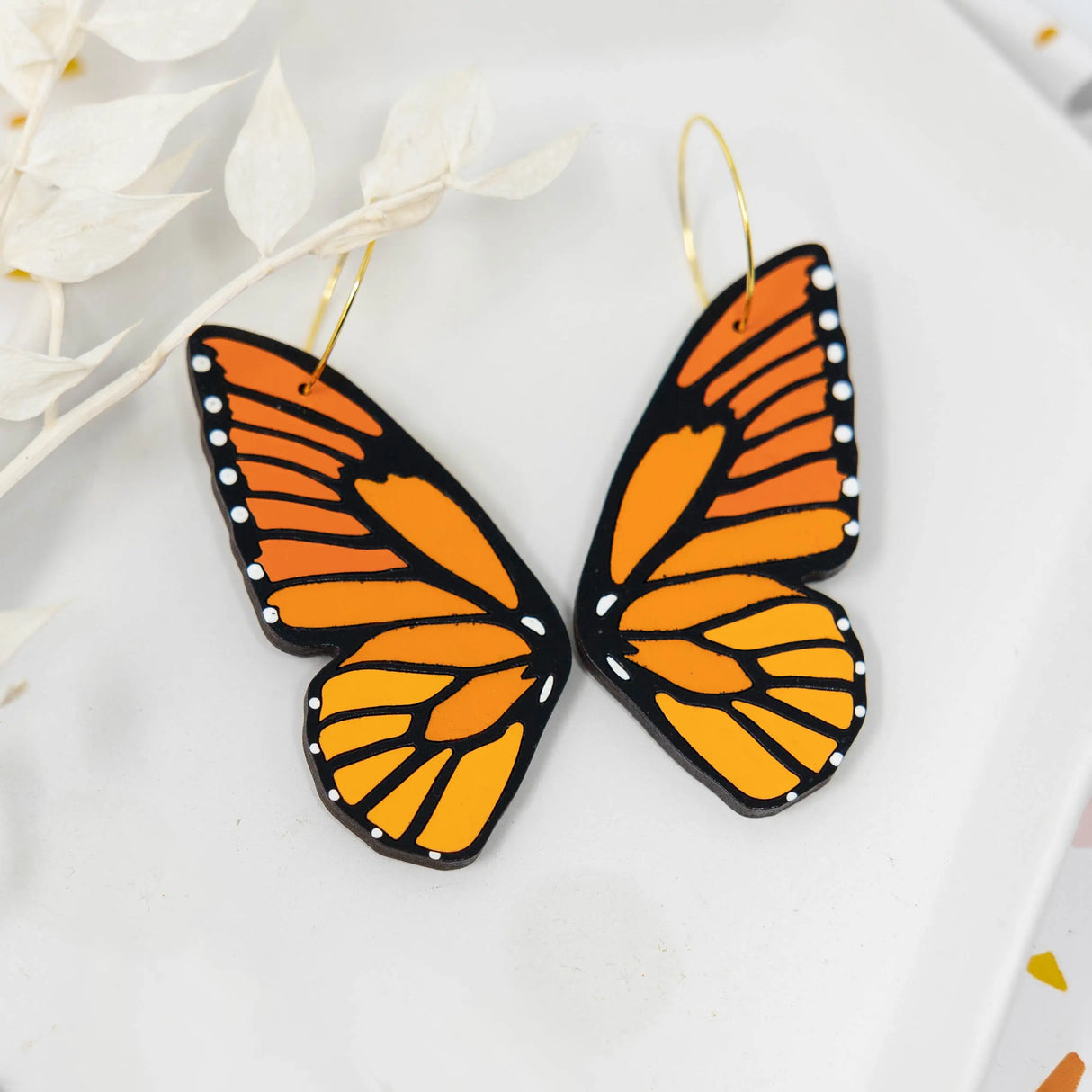 Monarch Butterfly Hoops from LE CHIC MIAMI