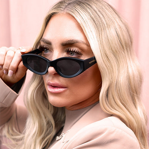 Kat x Money Moves - Black Cateye Sunglasses from TopFoxx
