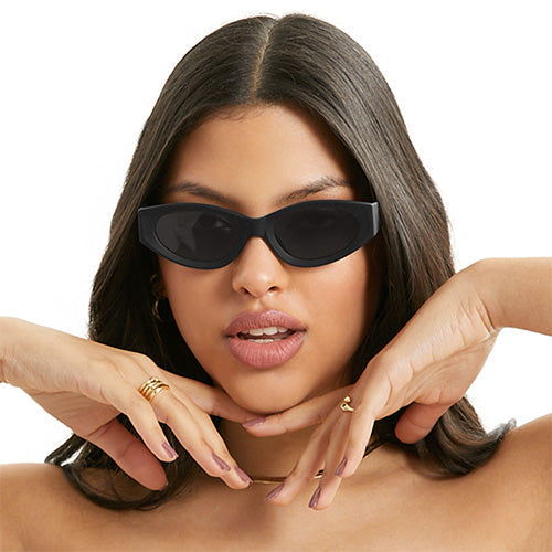 Kat x Money Moves - Black Cateye Sunglasses from TopFoxx