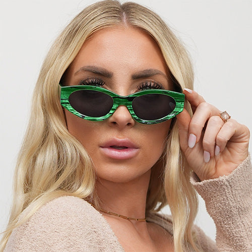 Kat x Money Moves - Green Cateye Sunglasses from TopFoxx