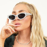 Kat x Money Moves - Silver Cateye Sunglasses from TopFoxx