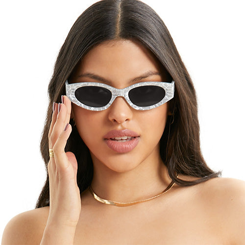 Kat x Money Moves - Silver Cateye Sunglasses from TopFoxx