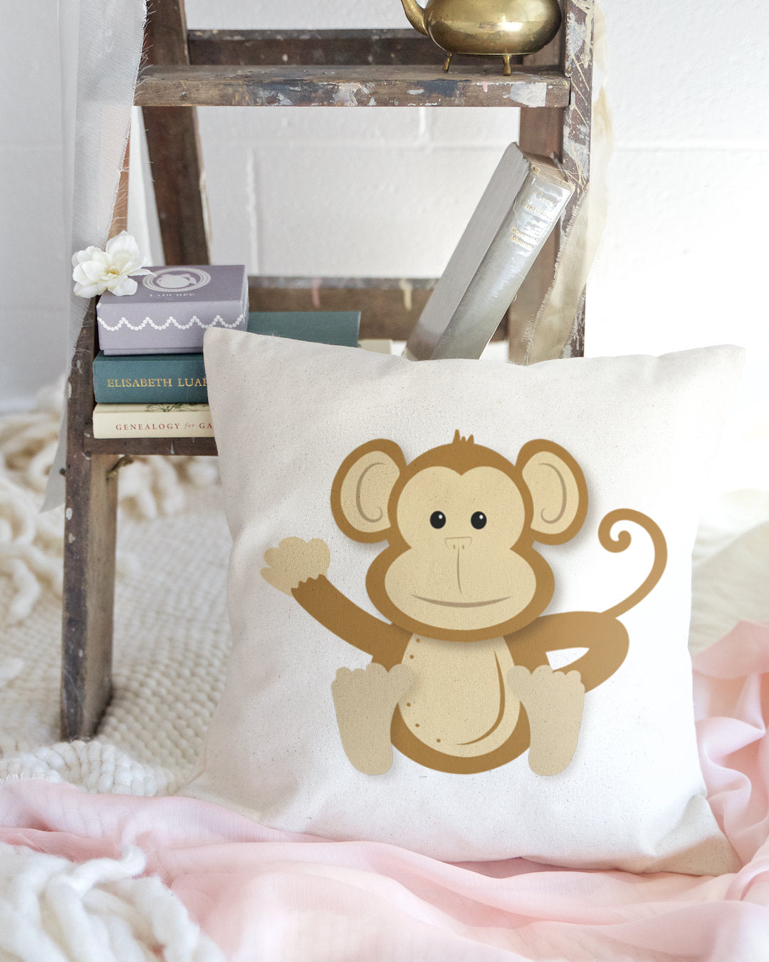 Monkey Baby Pillow Cover from The Cotton & Canvas Co.