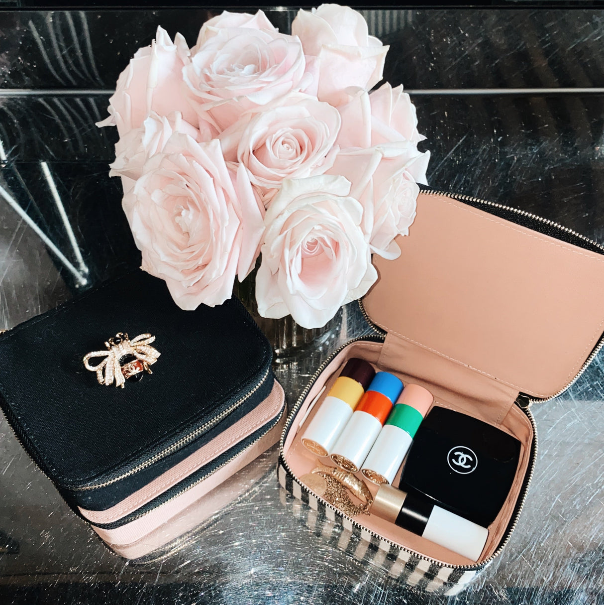 Cosmetics/Trinket Box, Striped From Bag-all