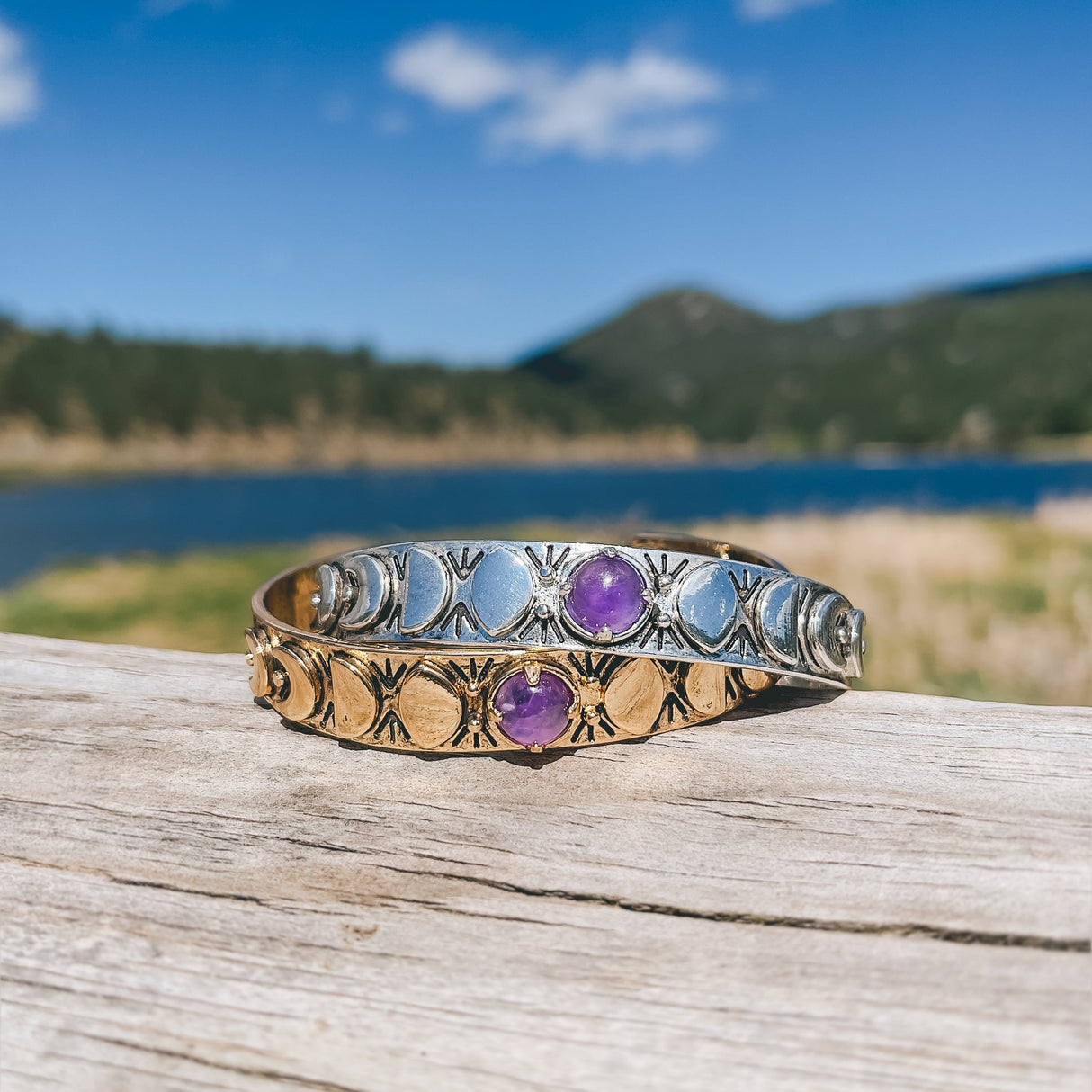 Moon Phases Cuff Bracelet | Amethyst from Hiouchi Jewels