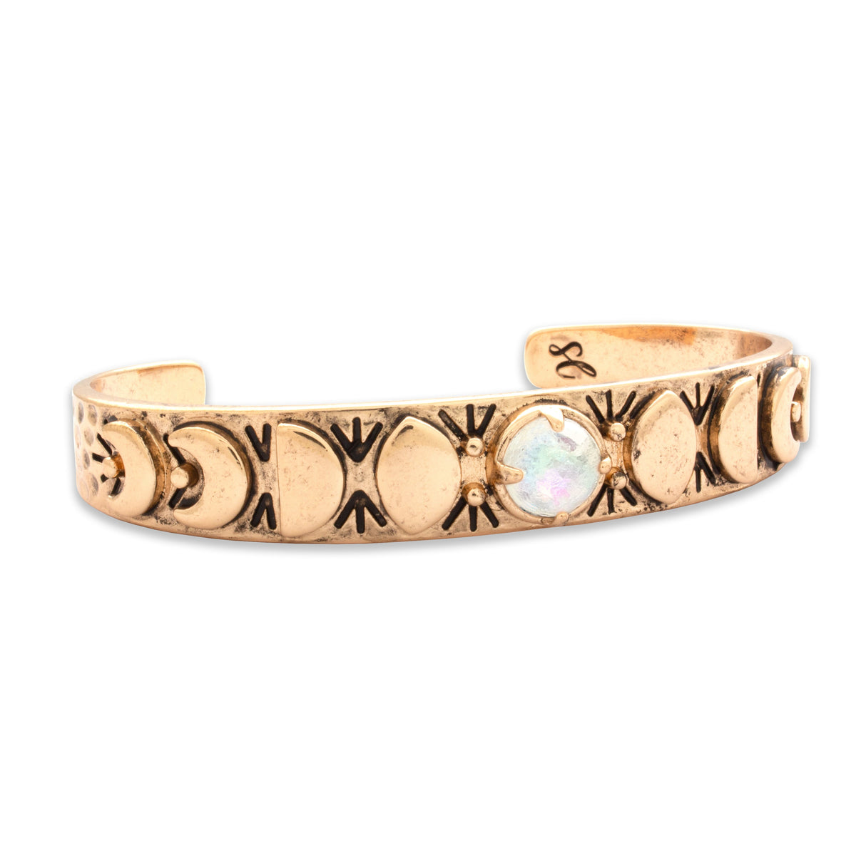 Moon Phases Cuff Bracelet | Rainbow Quartz from Hiouchi Jewels