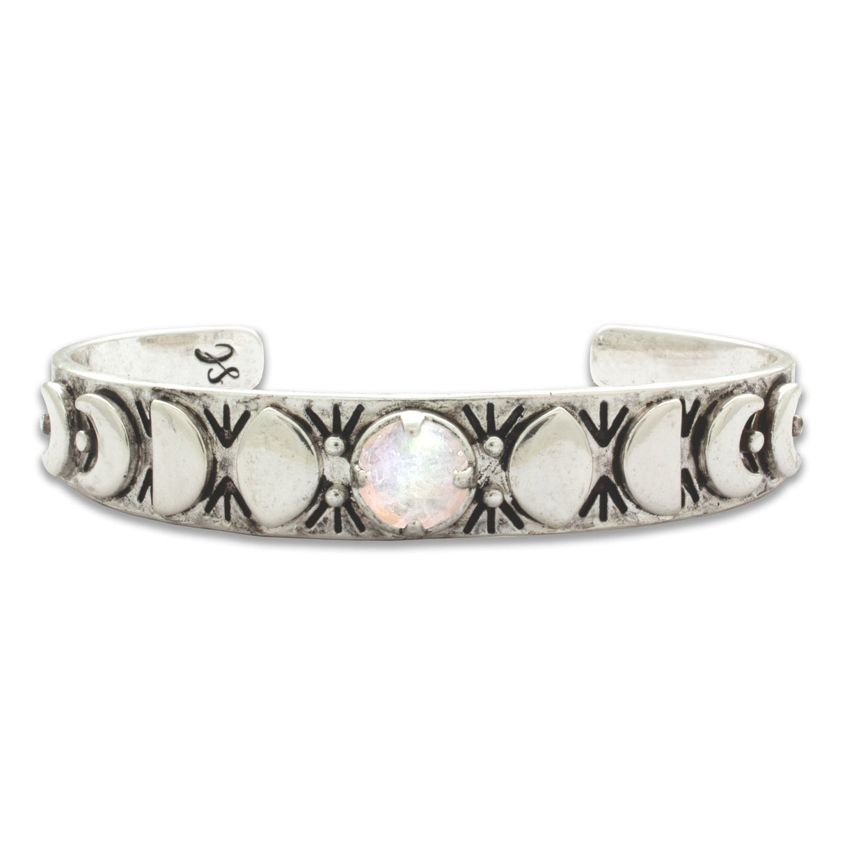 Moon Phases Cuff Bracelet | Rainbow Quartz from Hiouchi Jewels