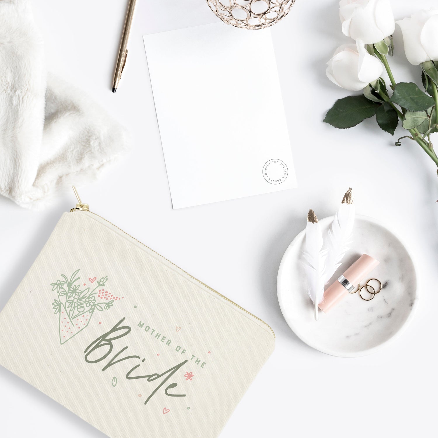 Floral Mother of the Bride Cotton Canvas Cosmetic Bag from The Cotton & Canvas Co.